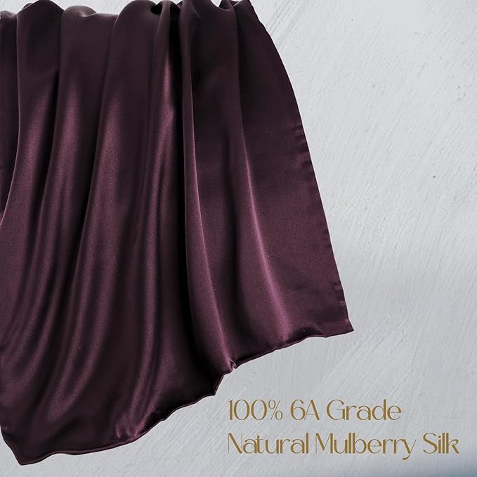 ZIMASILK 100% Pure Mulberry Silk Pillowcase for Hair and Skin Health,Soft and Smooth,Both Sides Premium Grade 6A Silk,600 Thread Count,with Hidden Zipper,1pc (Queen 20''x30'',Eggplant Purple)