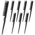 8PCS 3 Row Rat Tail Comb, Travel Size Styling Comb for Natural Detangling Curly Hair, Rat-tail Teasing Brush for Combing, Styling, and Sectioning, Unisex