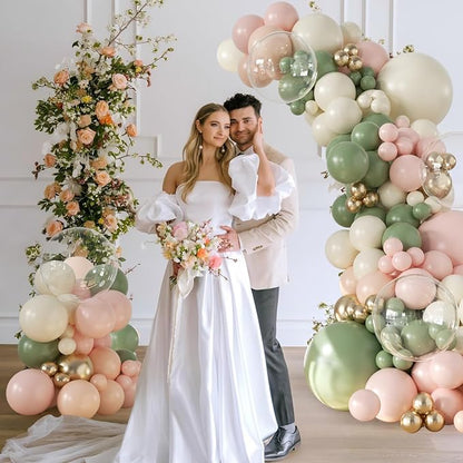 Sage Green and Pink Balloon Arch Kit - Image 3