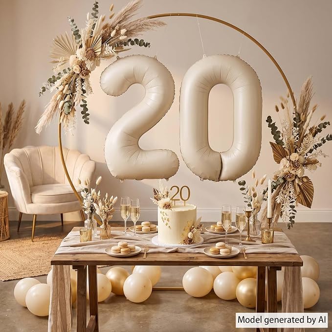Cream Number 0 Balloon 40 Inch, Foil Numeral - Image 3
