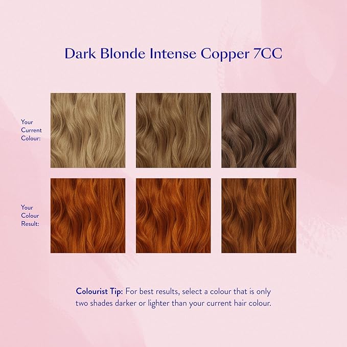 eSalon Permanent Hair Color & Hair Dye Complete Kit - Personal Colorist Kit for Up To 100% Gray Coverage for All Hair Types - Professional-Grade Ammonia-Free Hair Dye (Dark Blonde Intense Copper 7CC)