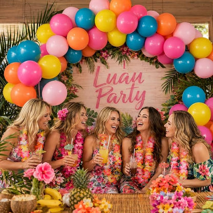 Tropical Balloons, 12 Inch Summer Hawaiian Balloons, Hot Pink Orange Teal Pink - Image 7