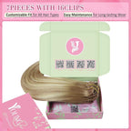 YoungSee 135g Clip in Human Hair Extensions Blonde Balayage Human Hair Clip in Extensions Golden Brown Mix Blonde Balayage Clips on Hair Extensions for Woman 16inch