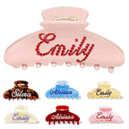 Personalized Colorful Name Hair Claw Clips for Women,Custom Hair Clips with Diamond,Cute Hair Accessories 4",Handmade Rhinestones Hair Clamp Gifts for Mom,Bride,Wife,Bridesmaid（Baby Pink）
