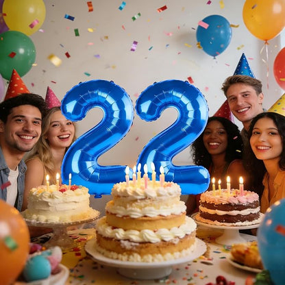 40 Inch Number 22 Balloons for 22nd Birthday Party Decorations, 0-100 Dark Blue - Image 2