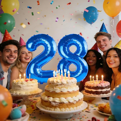 40 Inch Number 28 Balloons for 28th Birthday Party Decorations, 0-100 Dark Blue - Image 2