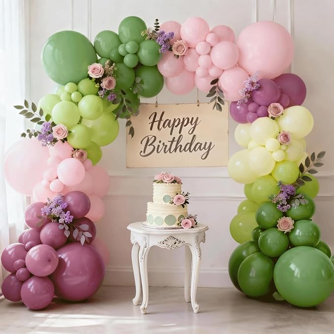 Pink Green Purple Balloons Arch Kit by Bloces
