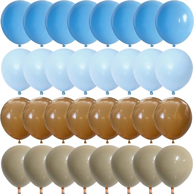 Blue and Brown Balloons, 12 Inch Light Baby Blue and Brown Balloon Double - Image 8