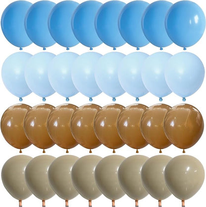 Blue and Brown Balloons, 12 Inch Light Baby Blue and Brown Balloon Double - Image 8