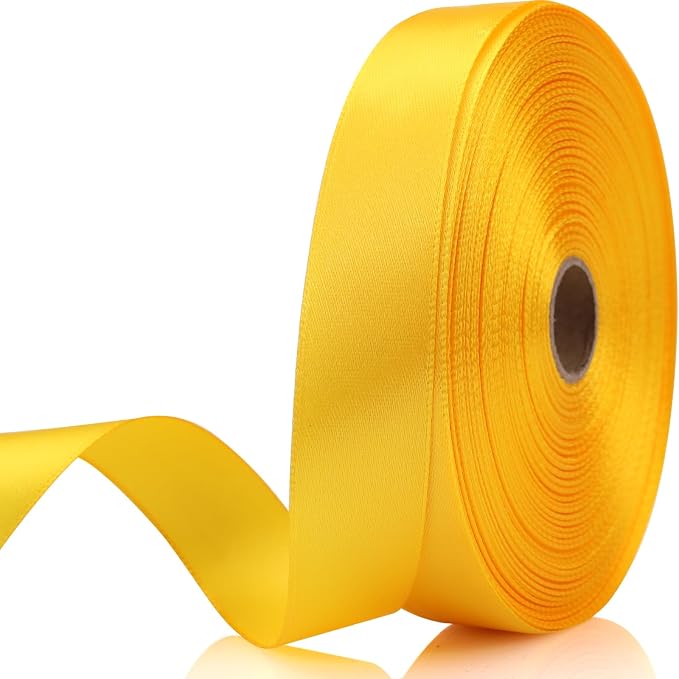 7/8 Inch 60 Yards Yellow Satin Craft Ribbon-Single Face Polyester Ribbon by Unknown