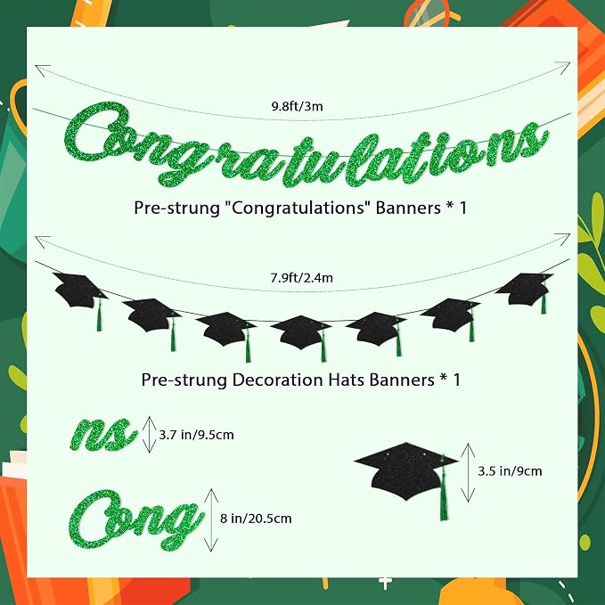 Congratulations Banner Pre-Strung Grad Cap Banner Graduation Decorations 2026 2 - Image 2
