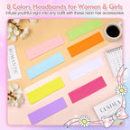 8Pcs Headbands for Women Girls Valentines Day Gifts, Stretchy Soft Neon Head Bands GiftSet Woman Gift for Her Fashion Hair Accessories hairband Galentines Gifts Christmas Easter Basket Stuffers