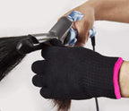 Heat Resistant Glove for Hair Styling, Curling Iron, Flat Iron and Curling Wand, Black, Pink Edge, 1 Piece
