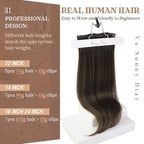 Ve Sunny Clip in Hair Extensions Dark Brown Balayage Medium Brown Real Hair Extensions Clip in Human Hair 14inch Human Hair Clip in Extensions Black Woman 100g