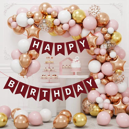 Hooqict Burgundy Happy Birthday Banner Sign - Image 5