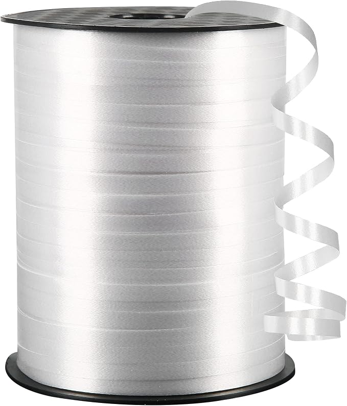White Curling Ribbon, 500 Yard, 3/16" by OMISELIO