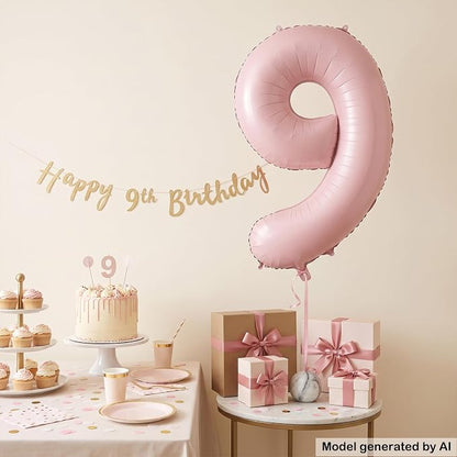 40 Inch Light Pink Foil Number 9 Balloon - Image 4