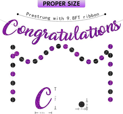 Purple Congratulations Banner Sign Prestrung Congrats Banner Garland - Image 3