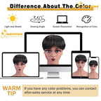 QUEENTAS Black Short Hair Toppers for Women with Thinning Hair 360°3D Cover with 5 Clips Hair Pieces Wispy Bangs 6"*6" Large Coverage Men's Toupee(Black/1B)