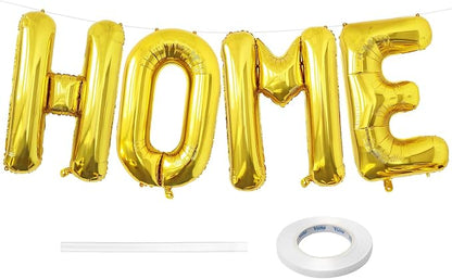 Gold HOME Balloons, 40 Inch HOME Letter Balloons Gold Home Balloon Banner by BBPOOL