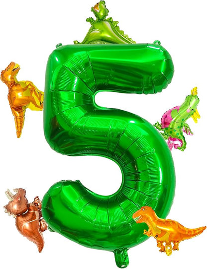 LilyZheng Large Dinosaur Balloon Number 5, 40 Inch Dark Green Foil Balloon by LILYZHENG