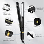 Nicebay 1” Titanium Flat Iron, Fast Heating Hair Straightener & Curler,with 5 Temp Settings, Negative Ion Technology,Travel-Friendly, Smooth Salon Design