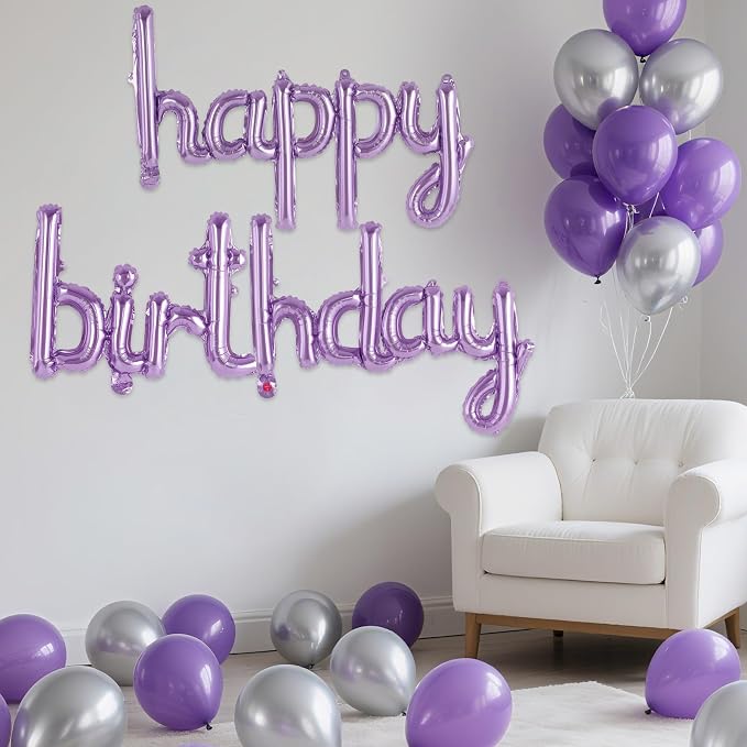 Happy Birthday Balloons Banner Foil Letters Balloons Connected, Personalized - Image 3