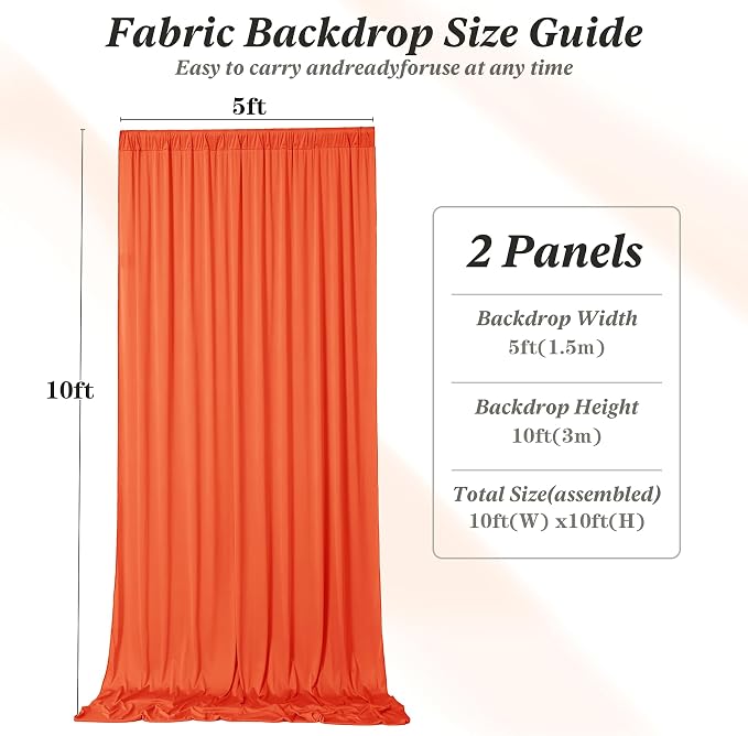 10 ft x 10 ft Wrinkle Free Orange Backdrop Curtain - Image 5