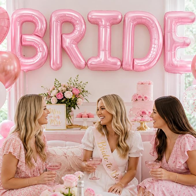 40 Inch BRIDE Balloons Bachelorette Party Decorations, Pearl Pink Bride Letter - Image 7