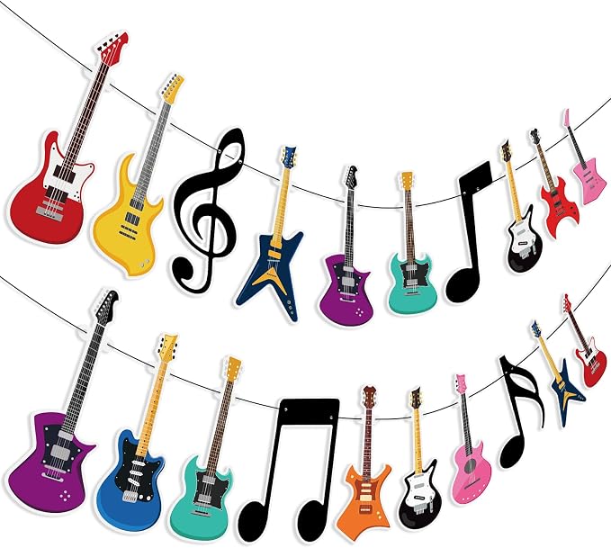 Hooqict Guitar Birthday Party Banner Music Themed Party Decorations Banner by Hooqict