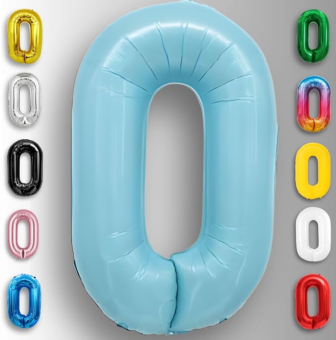 Candy Blue Number Balloon 0 Mylar Foil Balloons 16 Inch - Image 3