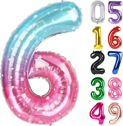 Starry Sky Number 6 Balloon 40 Inch, 6th Birthday Decorations Men Women | Foil by IWERP