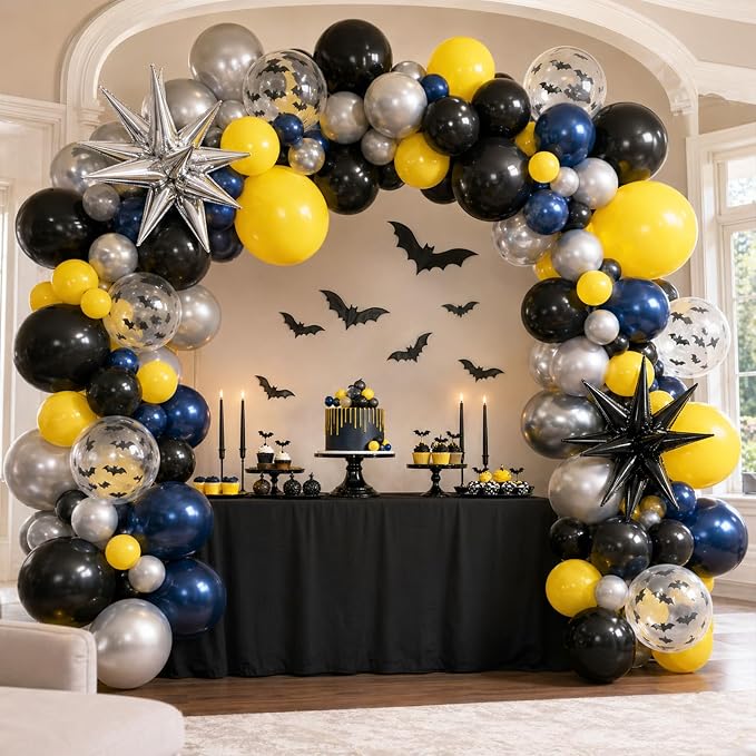 Black and Yellow Balloons, 12 Inch Black Yellow Gray Blue Silver Balloons - Image 4