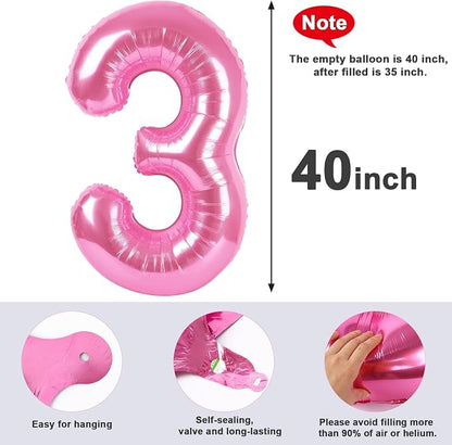 3 Balloon Number 40 Inch Pink Balloons - Image 5