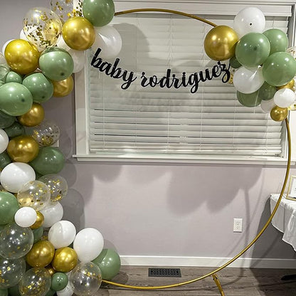 Sage Green Gold Balloons, 12 Inch Green White Metallic Gold Balloons, Olive - Image 7
