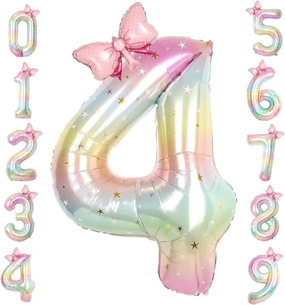 40 Inch Pastel Rainbow Number 4 Balloon by TNCDJKPA