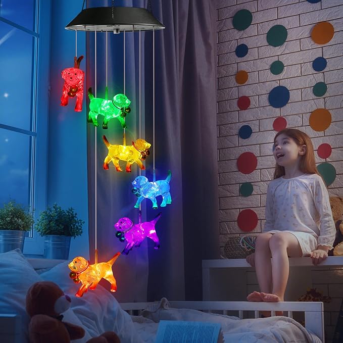 Toodour Solar Wind Chime, Color Changing Wind Chimes Dog | LED Decorative Mobile - Image 5