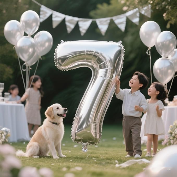 Number Balloons Silver 7 Balloon 40 inch - Image 2