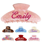 Personalized Colorful Name Hair Claw Clips for Women,Custom Hair Clips with Diamond,Cute Hair Accessories 4",Handmade Rhinestones Hair Clamp Gifts for Mom,Bride,Wife,Bridesmaid（Flash Pink）