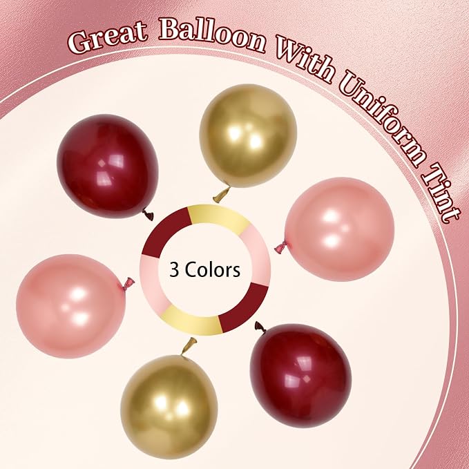 60pcs 12inch Burgundy and Gold Balloons - Image 4
