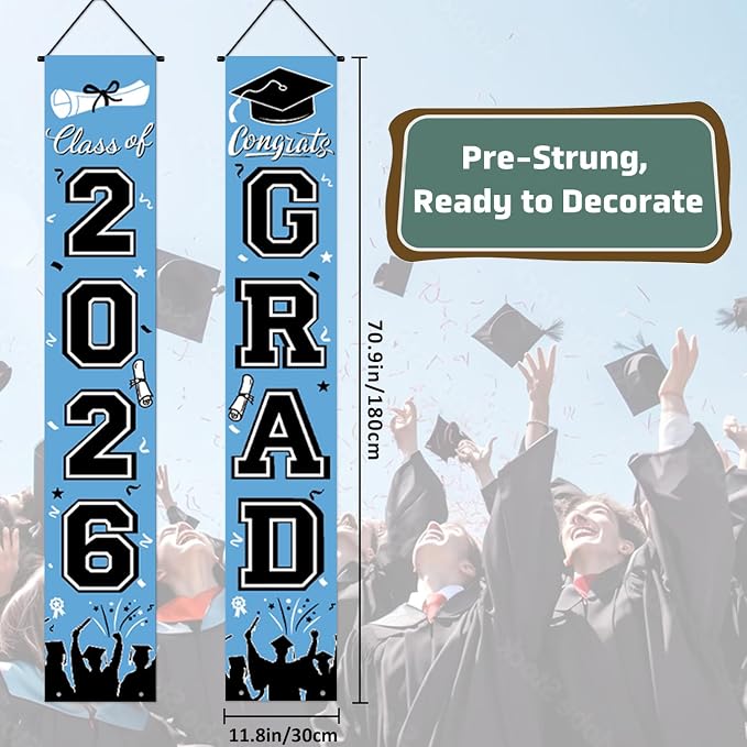 Graduation Banner Class of 2026, Graduation Decorations 2026 Porch Banner - Image 3