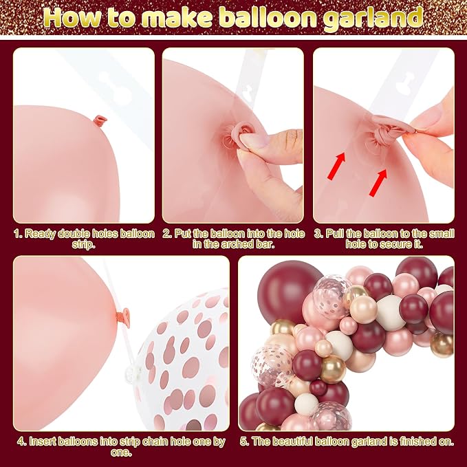 Amandir 153pcs Burgundy Balloons Arch Garland Kit Different Sizes | 18 12 10 5 - Image 4