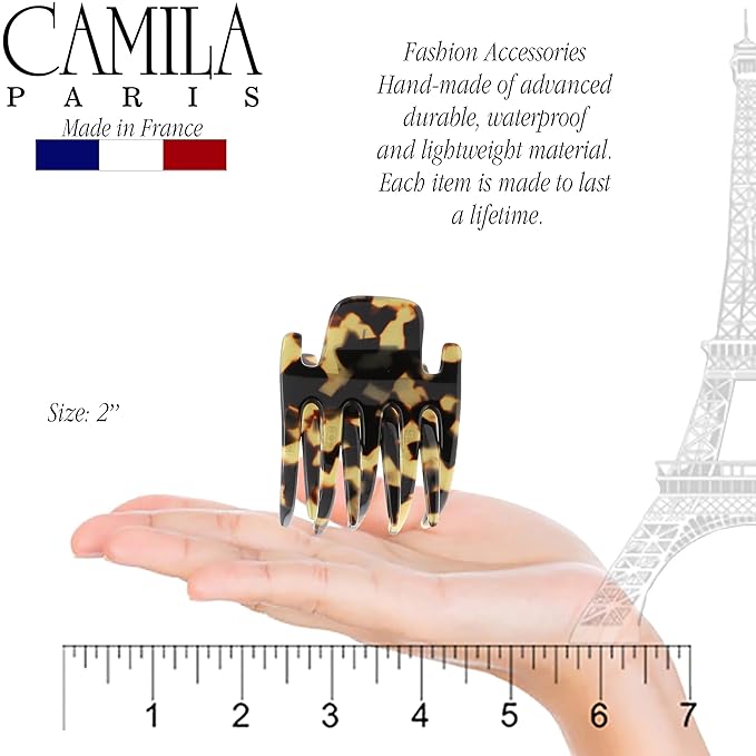 Camila Paris CP3475 French Hair Clip for Women, Hand-Made Hair Side Clips, 2 Inch Girls Hair Claw Clips Jaw Fashion Durable Styling Hair Accessories for Women, Strong Hold No Slip Grip, Made in France