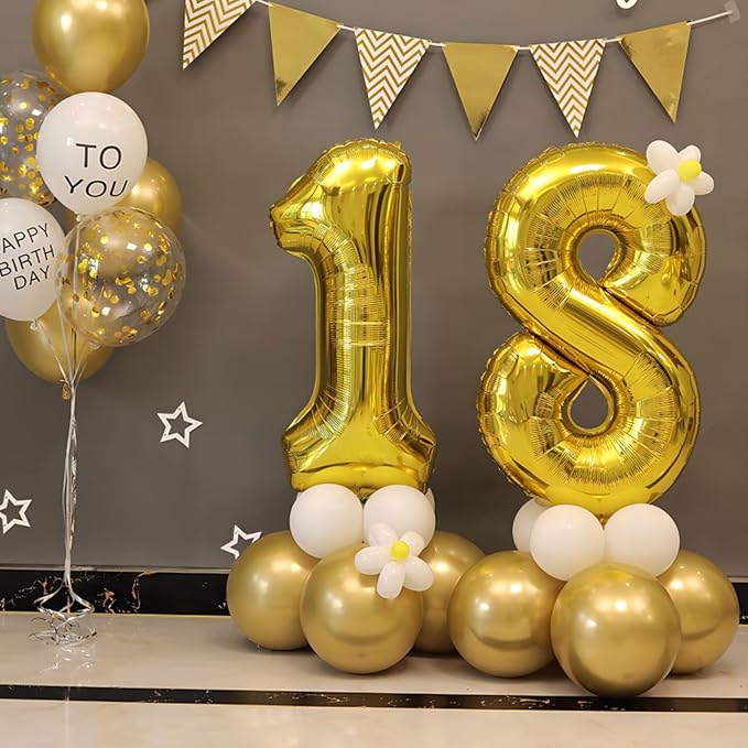 Gold Number Balloons Birthday Balloons - Image 5