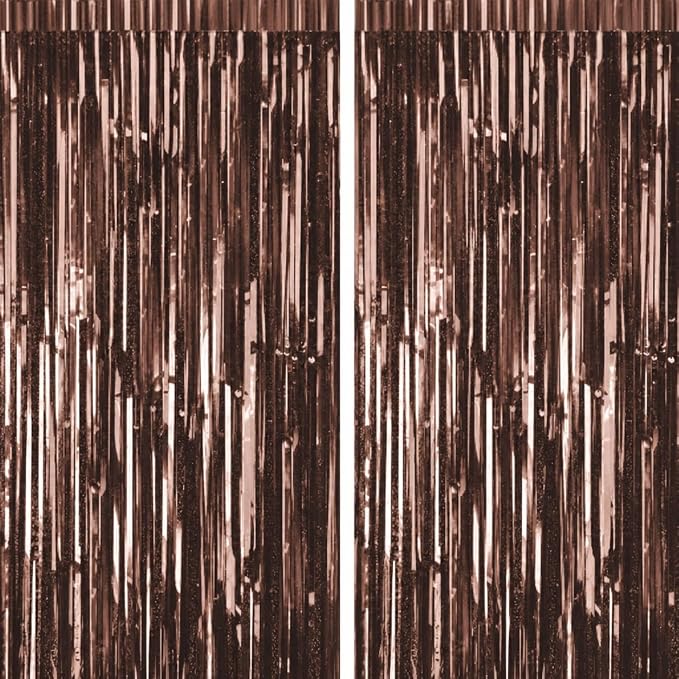 2PCS Coffee Foil Fringe Backdrop Curtains, Fringe Backdrop - Image 9