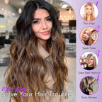 Ombre Brown Wig for Women Long Wavy 4x1 Lace Natural Hairline Glueless for Beginners Middle Part Synthetic for Daily Party Use 30Inch