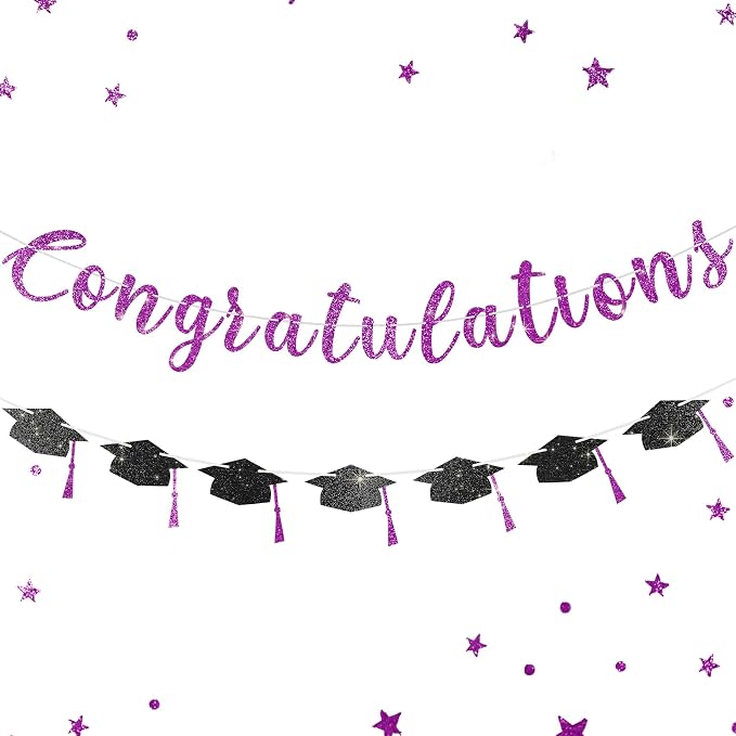 2026 Graduation Banners Party Decorations, Glitter Congratulations by Unknown