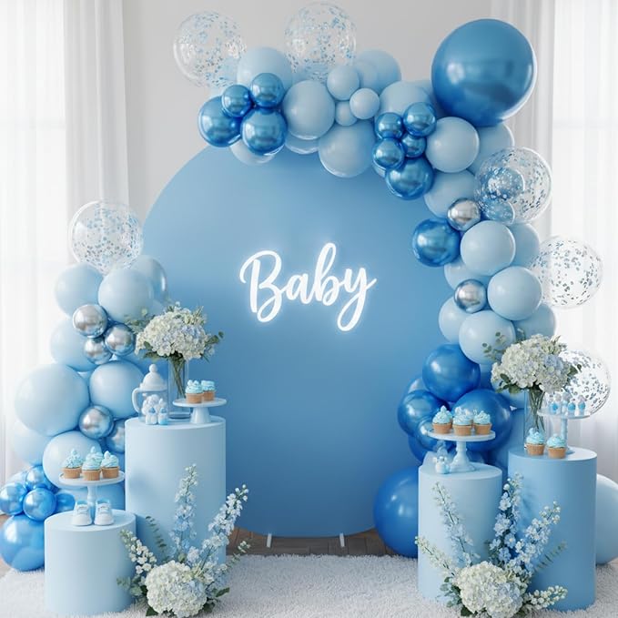 RUBFAC Blue Balloons Arch Kit Metallic Blue Different Sizes 129pcs | Pack of 18 - Image 7