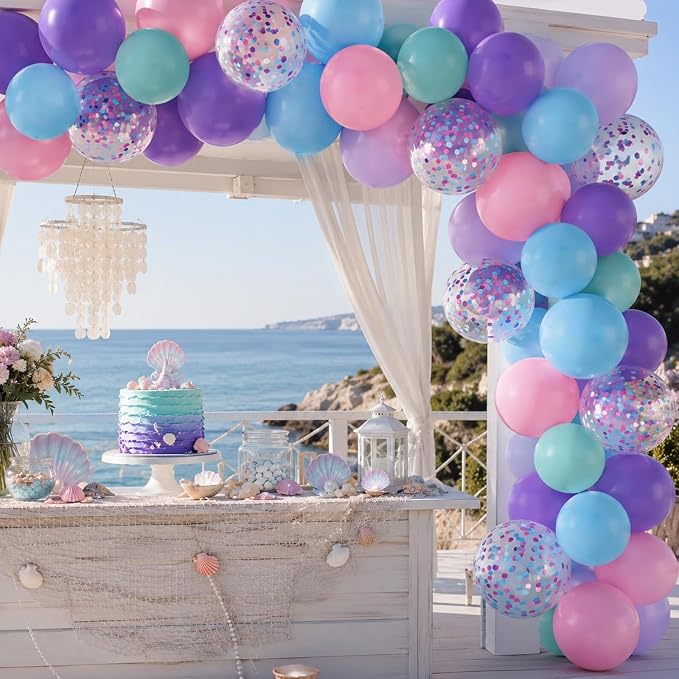 Mermaid Balloons, Sea Balloons 50Pcs 12Inch Iridescent Pink Purple Blue Teal - Image 7