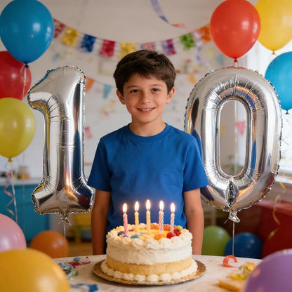10 Pcs Silver Number 0-9 Balloons 16 Inch Number Mylar Foil Balloons Custom - Image 5